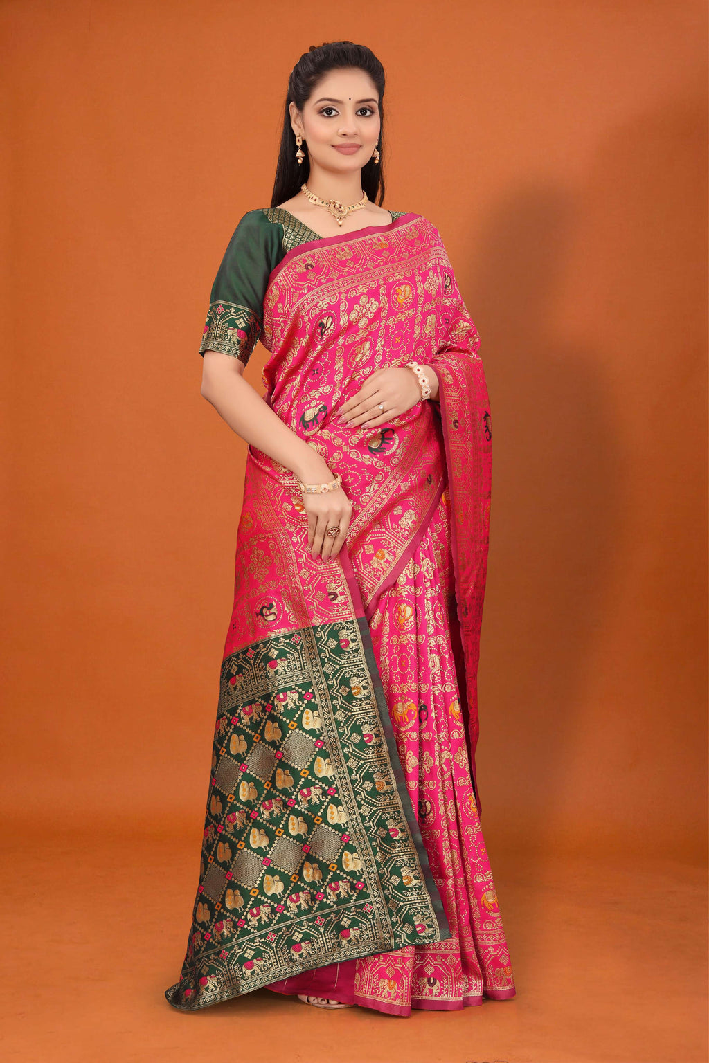 Designer Banarasi Silk Saree for Women | Traditional Motif Saree with Zari Work