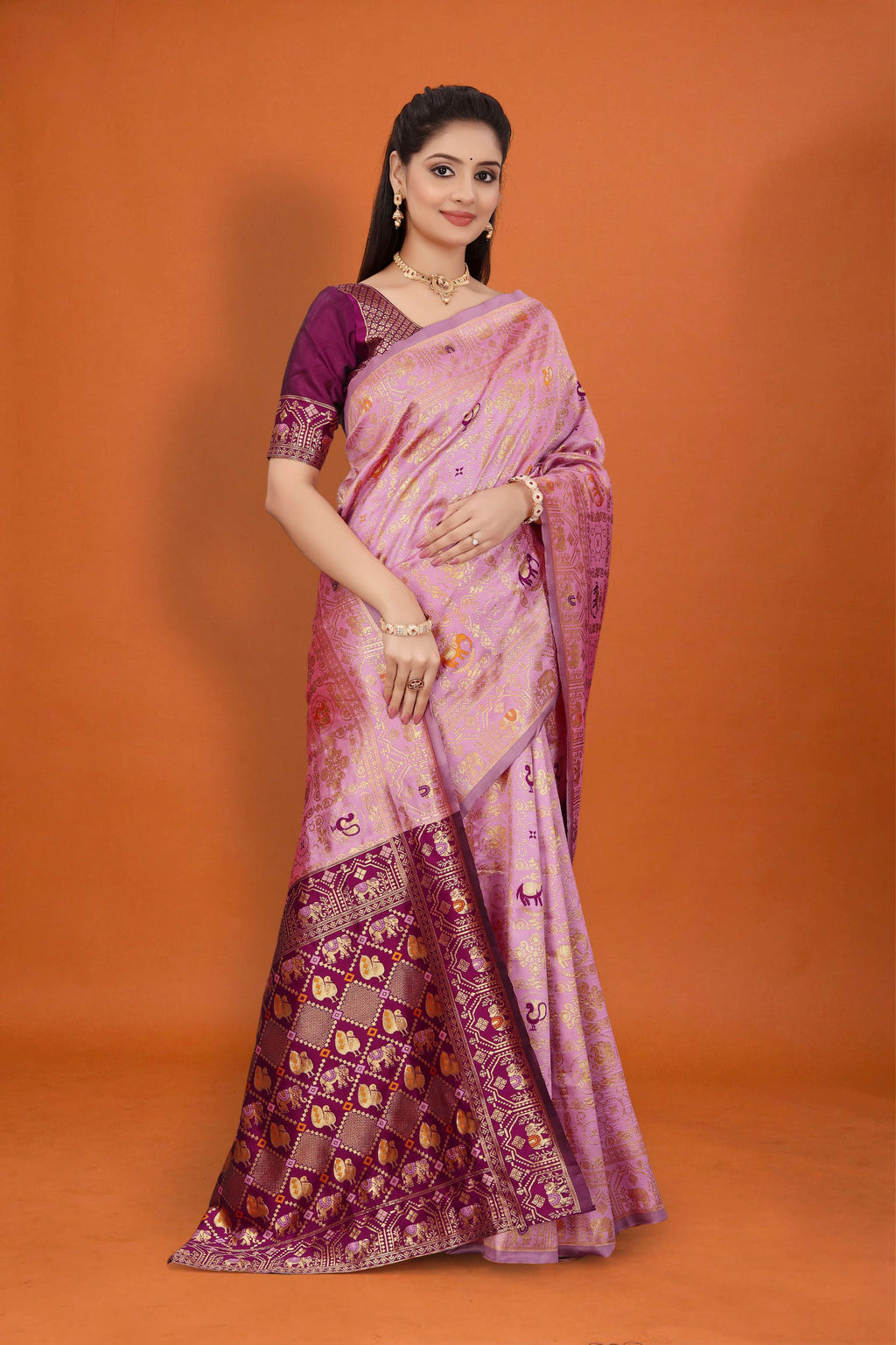 Designer Banarasi Silk Saree for Women | Traditional Motif Saree with Zari Work