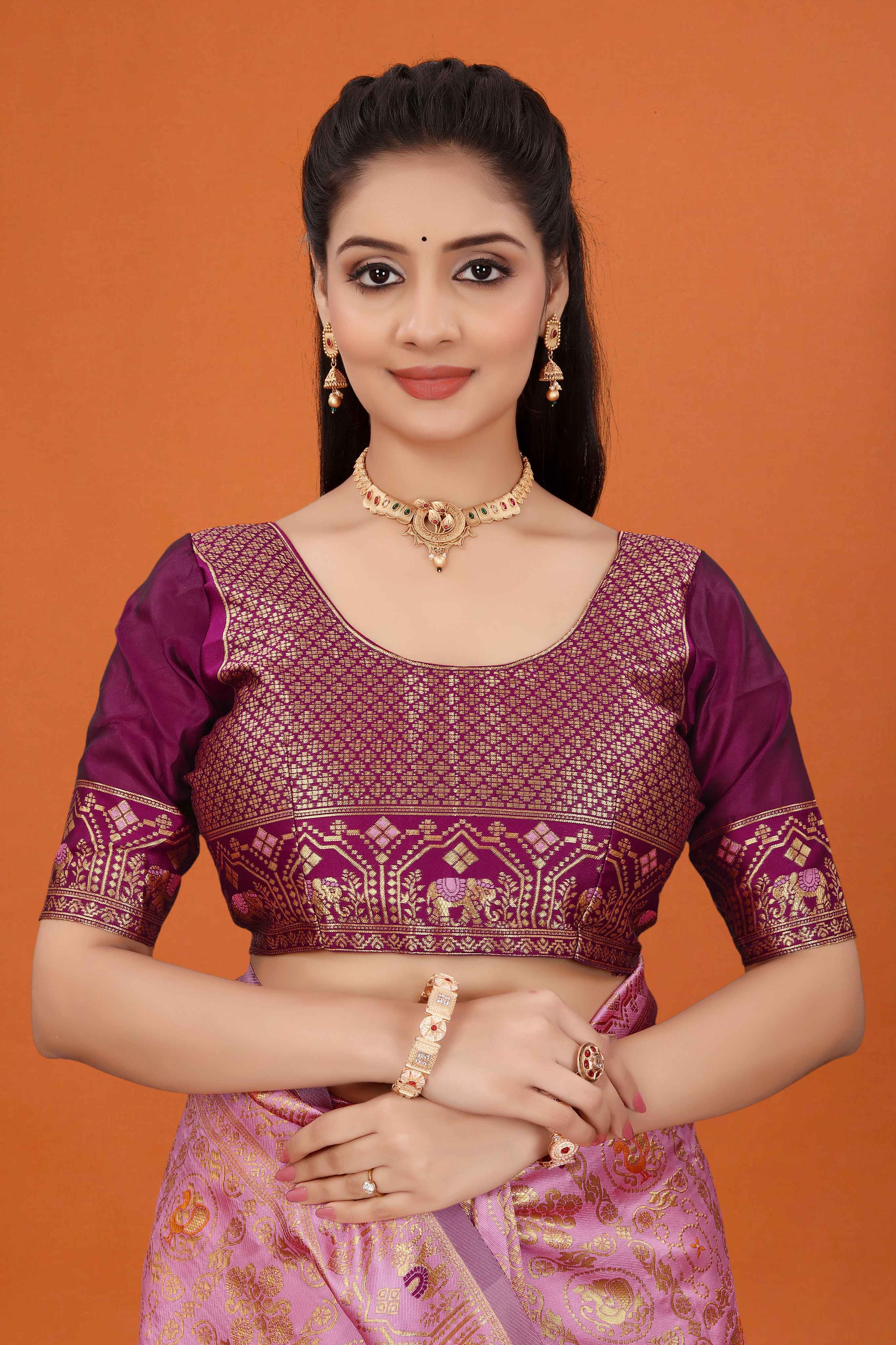 Designer Banarasi Silk Saree for Women | Traditional Motif Saree with Zari Work