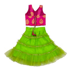 Girls Frill Lehenga Choli and Dupatta Set Party Wear
