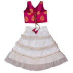 Girls Frill Lehenga Choli and Dupatta Set Party Wear