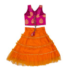 Girls Frill Lehenga Choli and Dupatta Set Party Wear