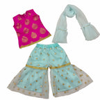 Girls Sharara Suit Dupatta Festive Wedding Ethnic Outfit Kids Party Wear