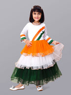 Independence Day tricolor casual dress for girls