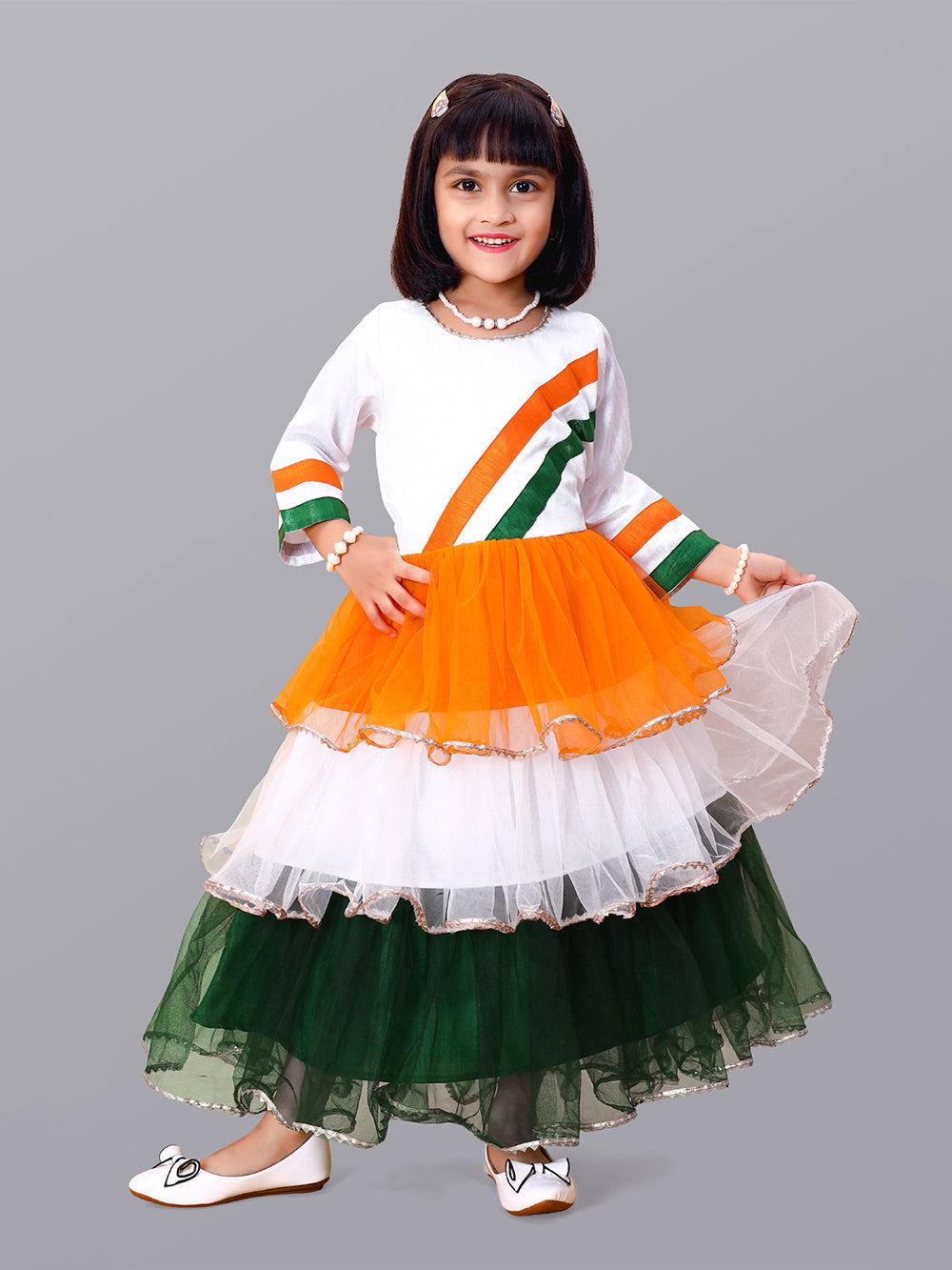 Independence Day tricolor casual dress for girls
