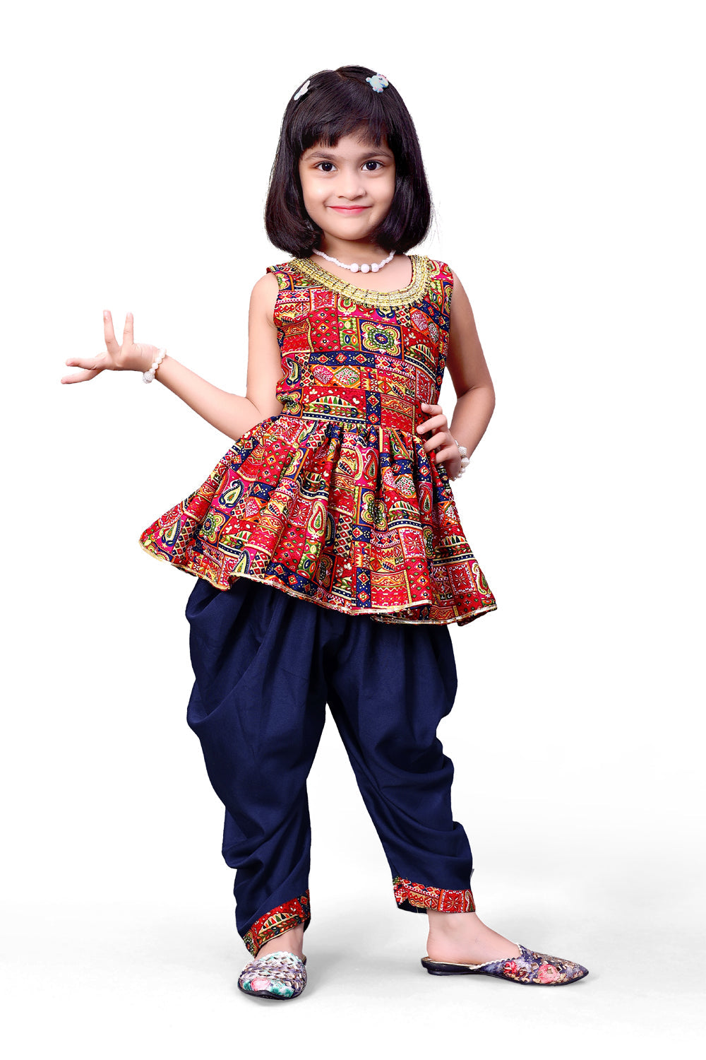 Girls Dhoti Set Peplum Ethnic Outfit for Kids Wedding Party Wear