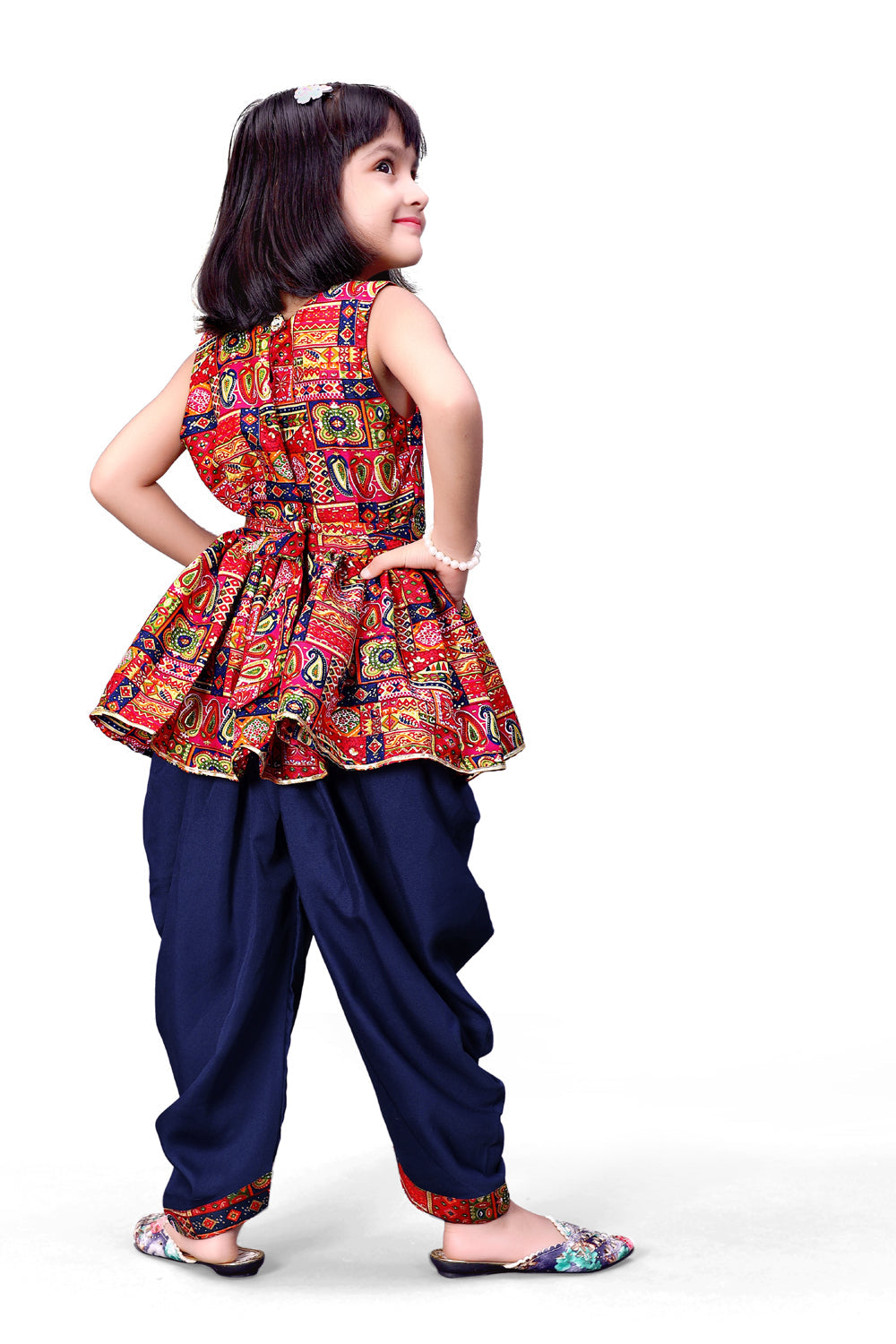 Girls Dhoti Set Peplum Ethnic Outfit for Kids Wedding Party Wear