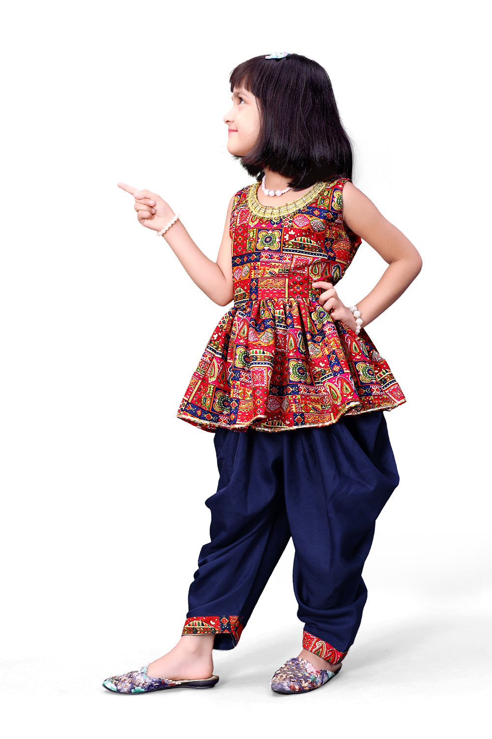 Girls Dhoti Set Peplum Ethnic Outfit for Kids Wedding Party Wear