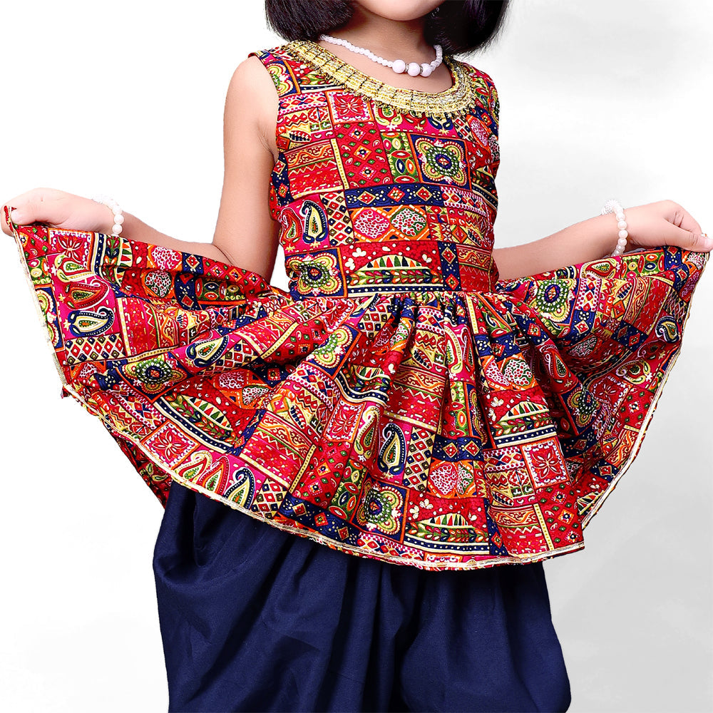 Girls Dhoti Set Peplum Ethnic Outfit for Kids Wedding Party Wear