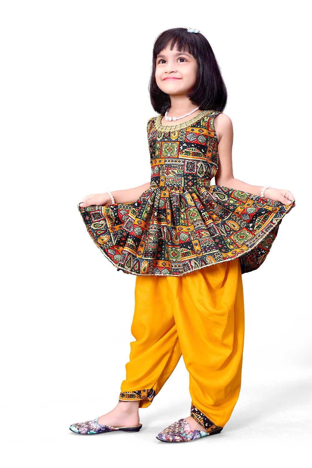Girls Dhoti Set Peplum Ethnic Outfit for Kids Wedding Party Wear