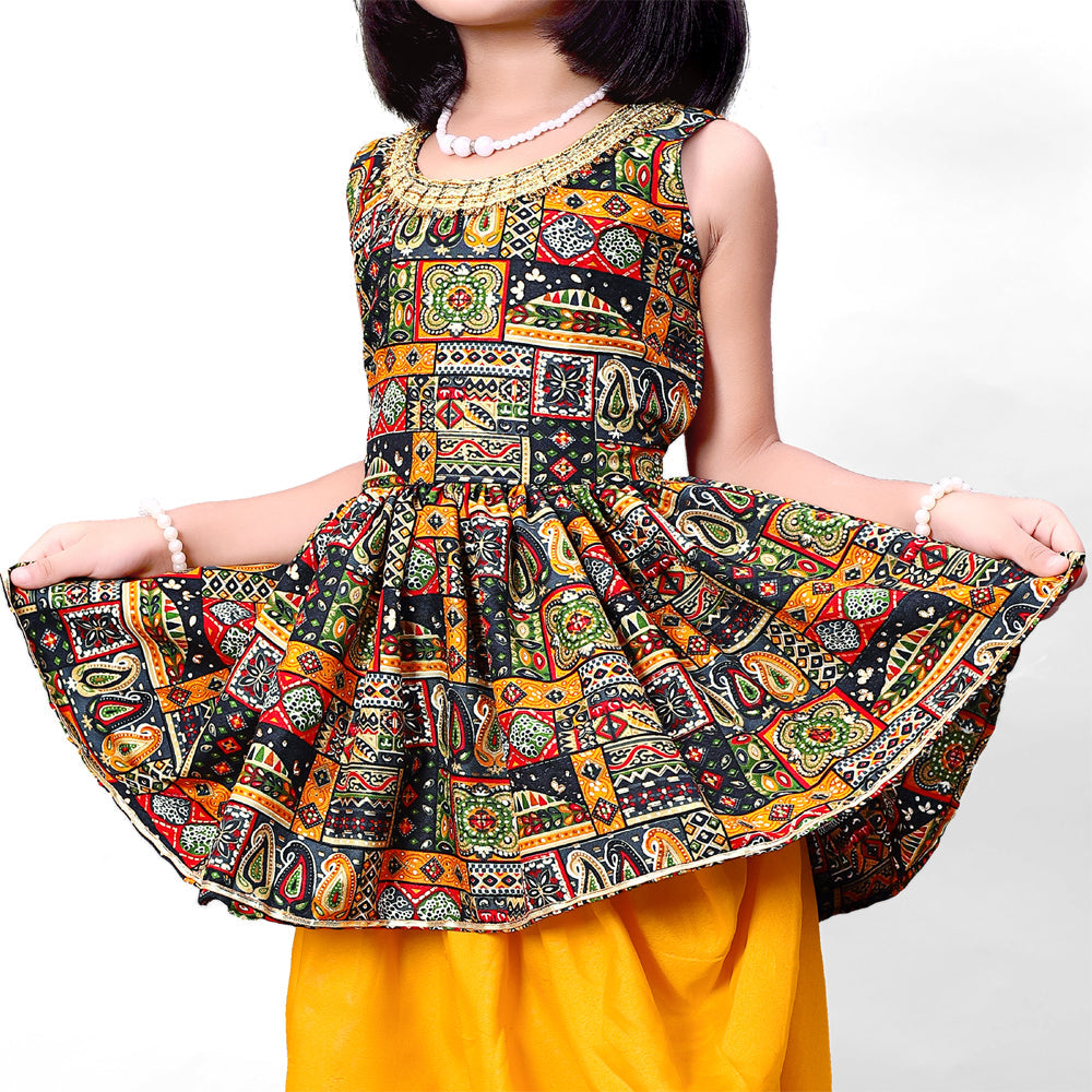 Girls Dhoti Set Peplum Ethnic Outfit for Kids Wedding Party Wear