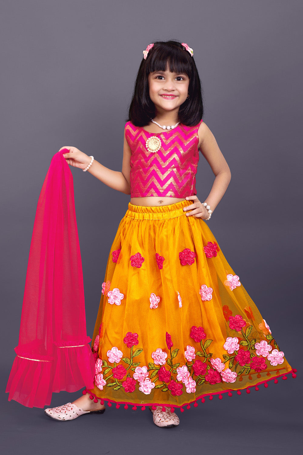 Girls Embroidered Lehenga Choli Set with Dupatta | Premium Kids Indian Wedding & Festive Wear