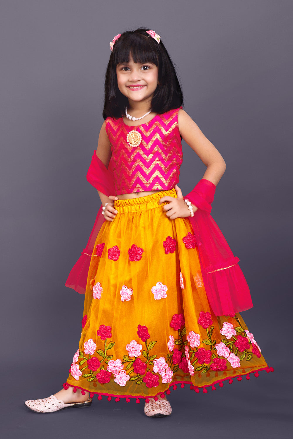Girls Embroidered Lehenga Choli Set with Dupatta | Premium Kids Indian Wedding & Festive Wear