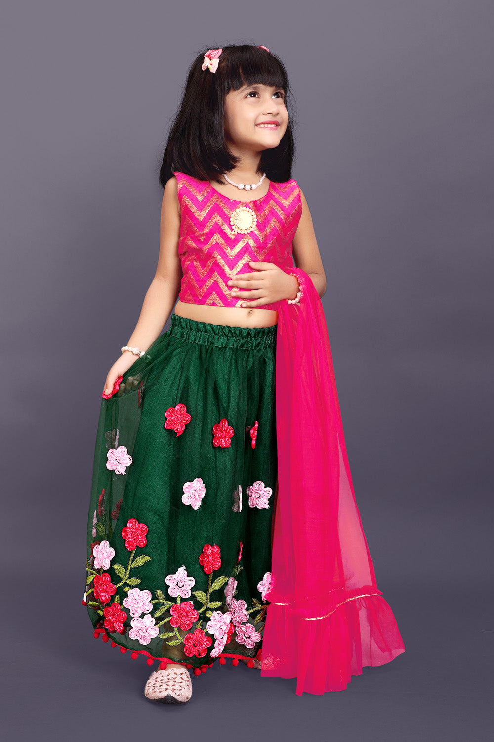 Girls Embroidered Lehenga Choli Set with Dupatta | Premium Kids Indian Wedding & Festive Wear