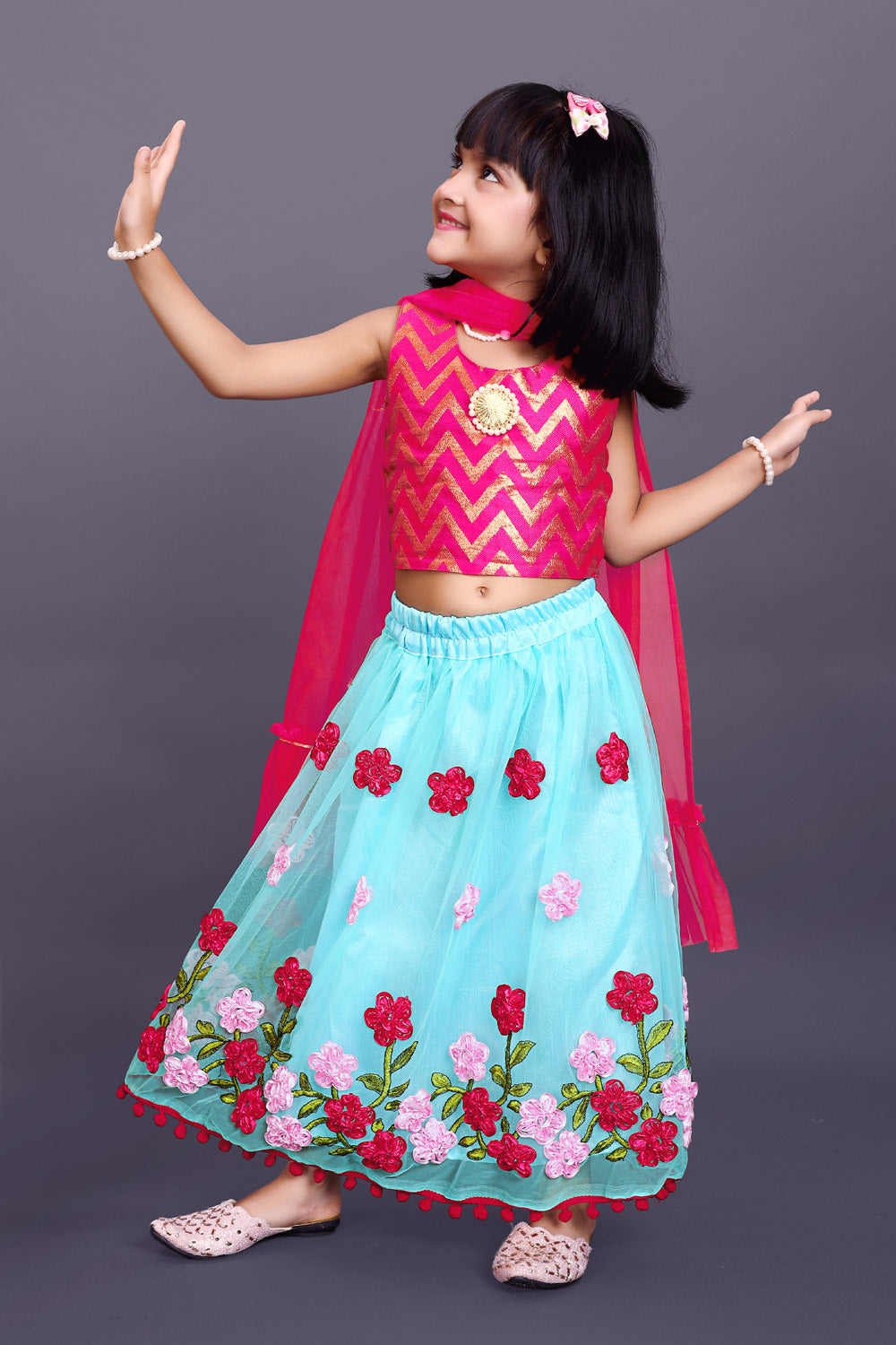 Girls Embroidered Lehenga Choli Set with Dupatta | Premium Kids Indian Wedding & Festive Wear