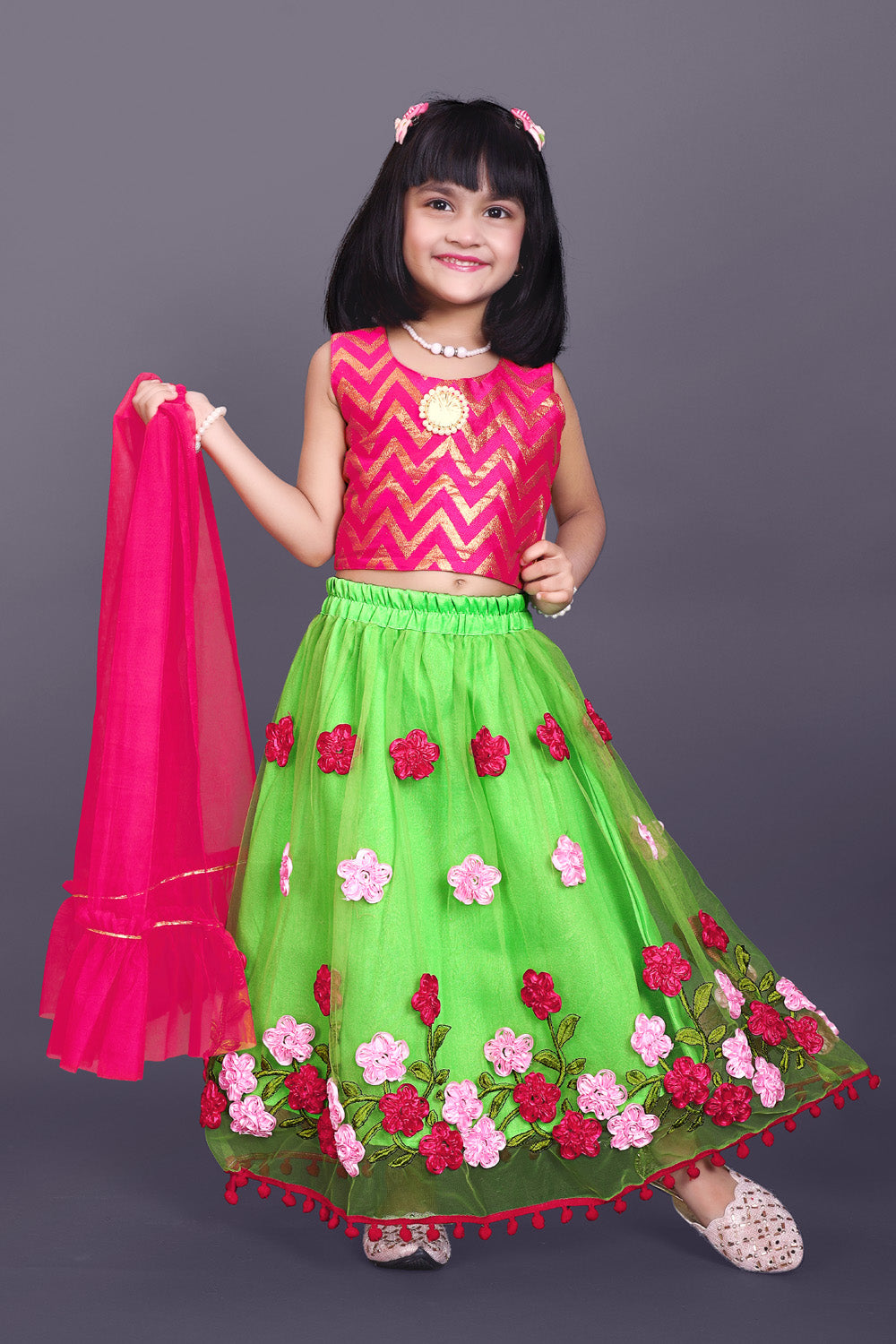 Girls Embroidered Lehenga Choli Set with Dupatta | Premium Kids Indian Wedding & Festive Wear