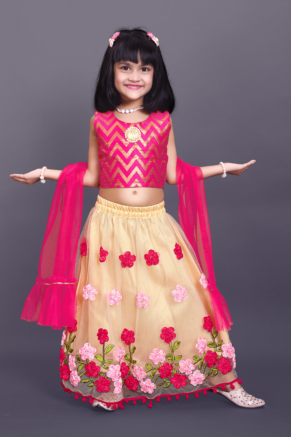 Girls Embroidered Lehenga Choli Set with Dupatta | Premium Kids Indian Wedding & Festive Wear