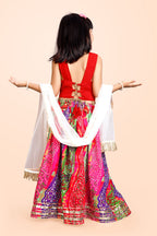 Girls Ethnic Wear Printed Lehenga, Choli and Dupatta Set