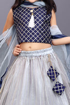 Girls Checkered Lehenga Choli with Dupatta – Festive Ethnic Wear