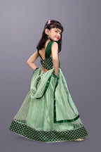 Girls Checkered Lehenga Choli with Dupatta – Festive Ethnic Wear