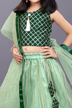 Girls Checkered Lehenga Choli with Dupatta – Festive Ethnic Wear