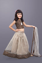 Girls Checkered Lehenga Choli with Dupatta – Festive Ethnic Wear
