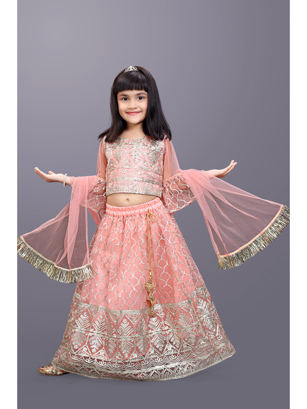 Girls Party Wear Embroidered Lehenga Choli Set with Dupatta | Premium Kids Indian Ethnic Outfit