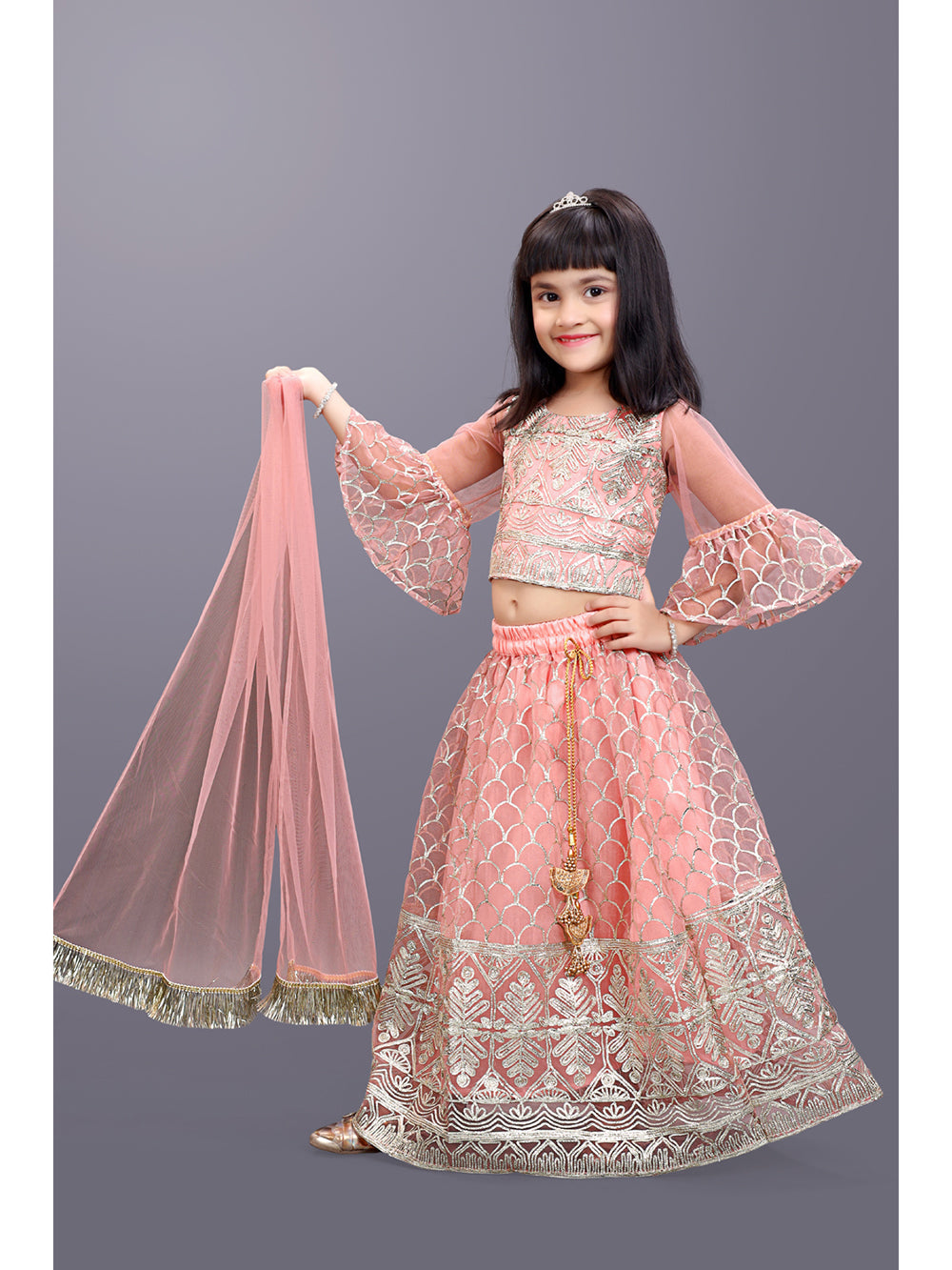 Girls Party Wear Embroidered Lehenga Choli Set with Dupatta | Premium Kids Indian Ethnic Outfit