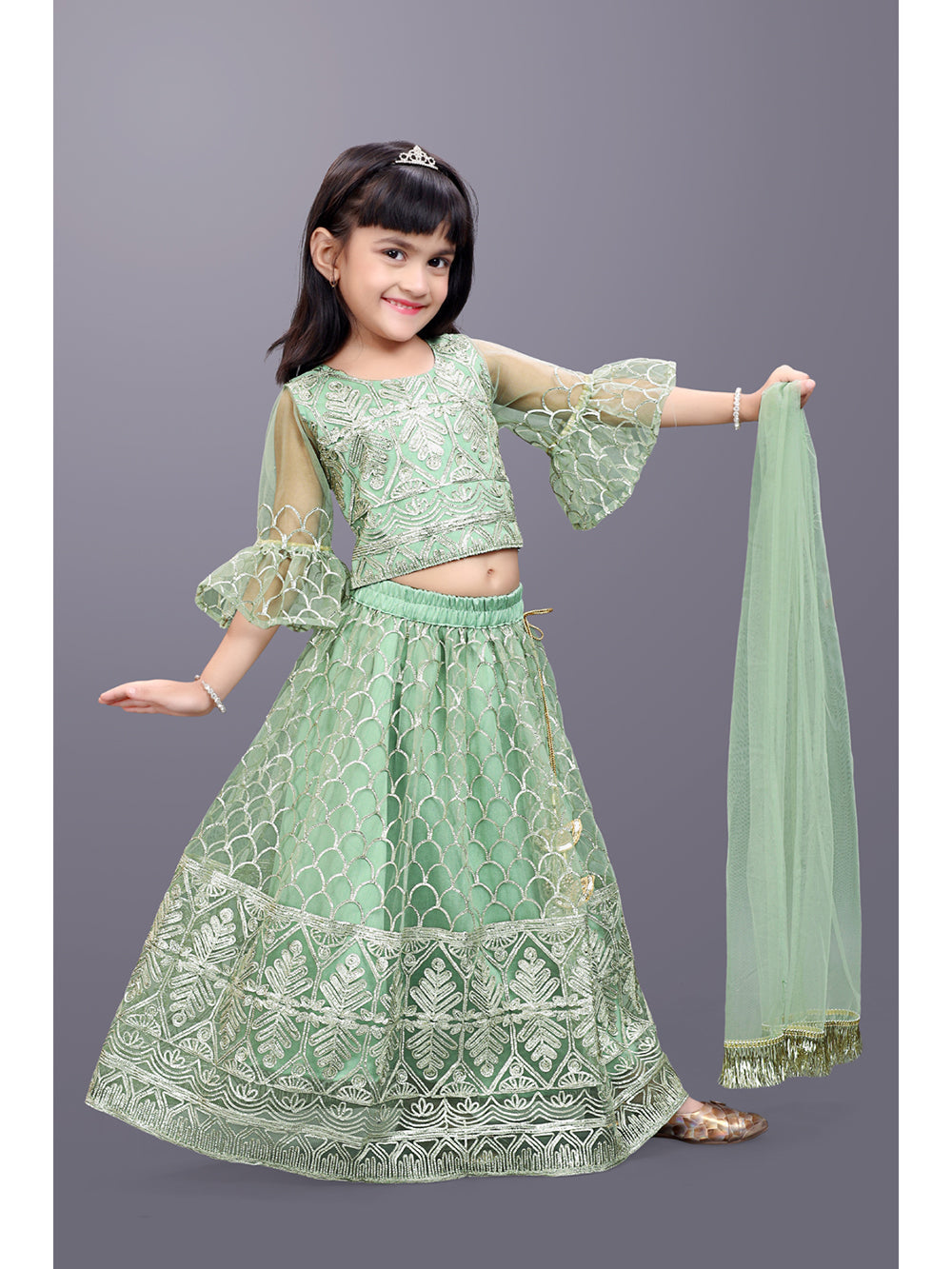 Girls Party Wear Embroidered Lehenga Choli Set with Dupatta | Premium Kids Indian Ethnic Outfit