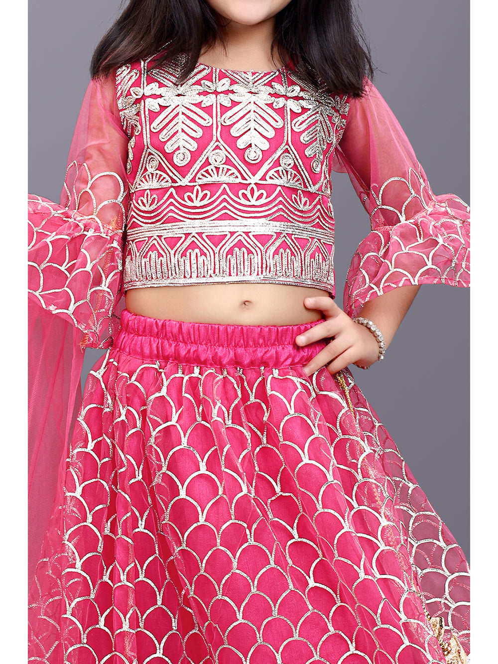 Girls Party Wear Embroidered Lehenga Choli Set with Dupatta | Premium Kids Indian Ethnic Outfit