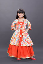 Girls Festive & Party Ethnic Jacket, Blouse and Palazzo Set