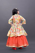 Girls Festive & Party Ethnic Jacket, Blouse and Palazzo Set