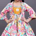 Girls Festive & Party Ethnic Jacket, Blouse and Palazzo Set