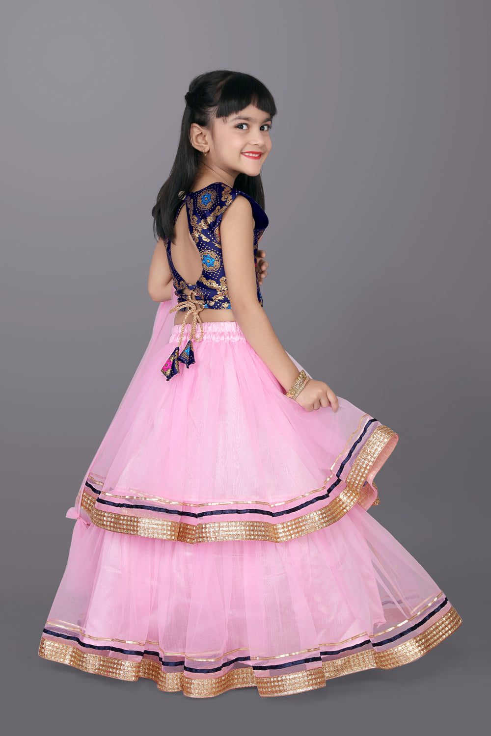 Girls Frill Design Lehenga Choli with Dupatta Set