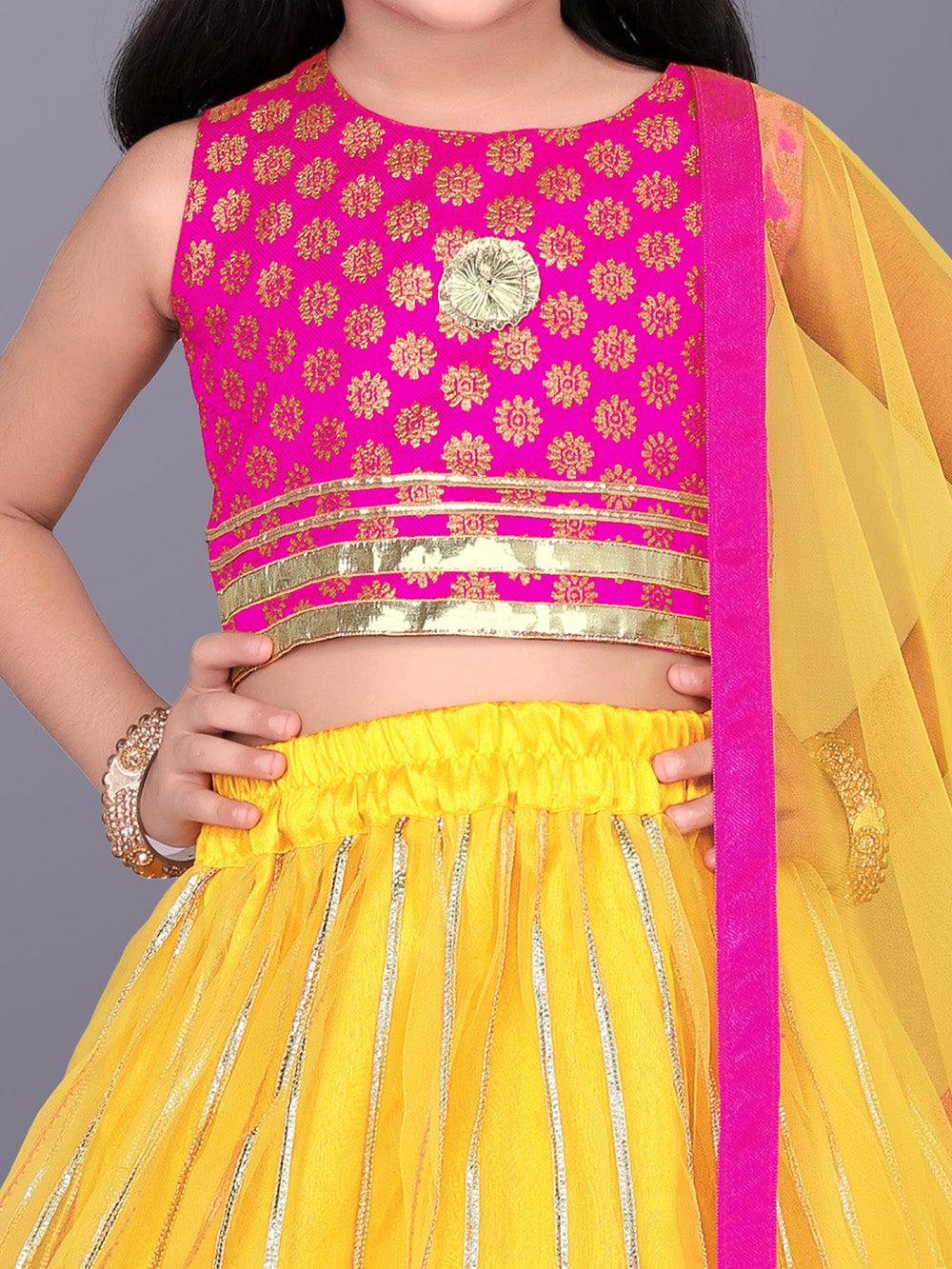 Girls Floral Embroidered Lehenga Choli Set with Dupatta
