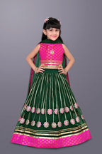 Girls Floral Embroidered Lehenga Choli Set with Dupatta
