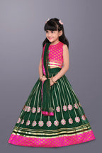 Girls Floral Embroidered Lehenga Choli Set with Dupatta