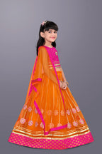 Girls Floral Embroidered Lehenga Choli Set with Dupatta