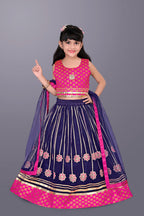 Girls Floral Embroidered Lehenga Choli Set with Dupatta