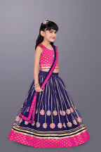 Girls Floral Embroidered Lehenga Choli Set with Dupatta