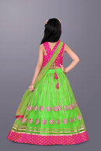 Girls Floral Embroidered Lehenga Choli Set with Dupatta