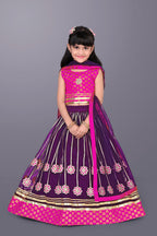 Girls Floral Embroidered Lehenga Choli Set with Dupatta