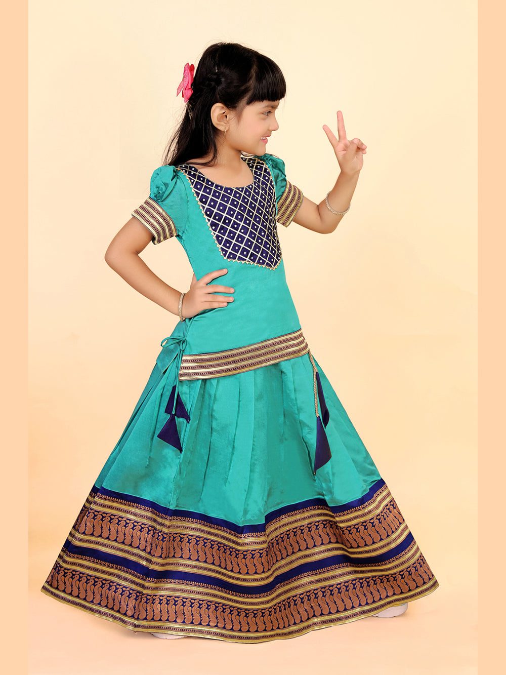 Baby Girls Printed Lehenga Choli Set – Festive Ethnic Wear