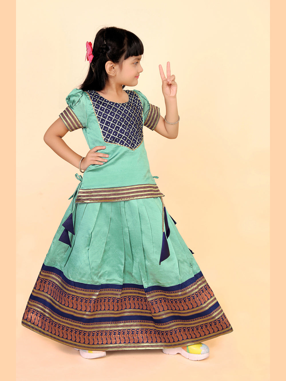 Baby Girls Printed Lehenga Choli Set – Festive Ethnic Wear