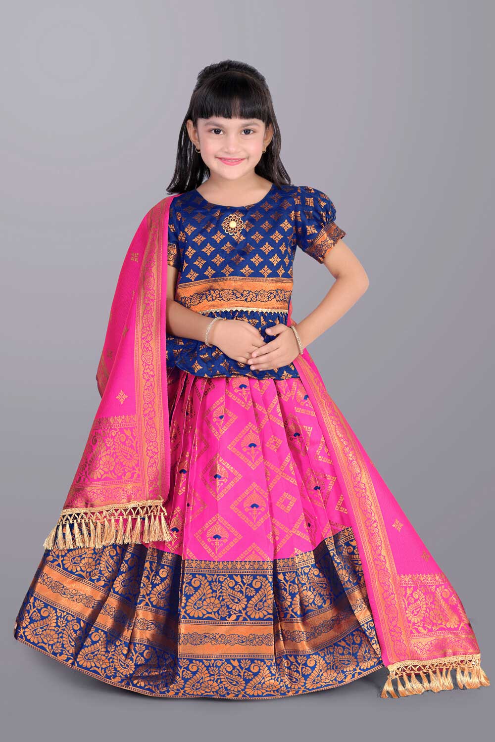 Girls printed lehenga choli with dupatta festive ethnic wear