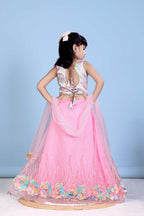 Baby Girl Lehenga Set with 3D Floral Hem & Dupatta