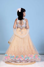 Baby Girl Lehenga Set with 3D Floral Hem & Dupatta