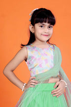 Baby Girl Lehenga Set with 3D Floral Hem & Dupatta
