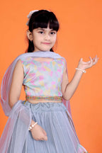 Baby Girl Lehenga Set with 3D Floral Hem & Dupatta