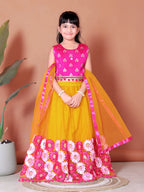 Girls Lehenga Choli Floral Kids Wedding Party Ethnic Dress Festive Wear